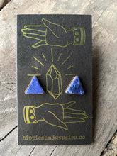 Load image into Gallery viewer, ABRACADABRA Lapis Triangle Studs