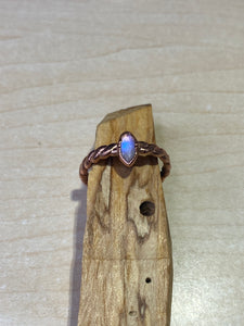 ABRACADABRA twisted marquise shaped Moonstone Ring sz 7