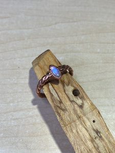 ABRACADABRA twisted marquise shaped Moonstone Ring sz 7