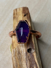 Load image into Gallery viewer, ABRACADABRA Coffin Shaped Amethyst Ring sz 7.5